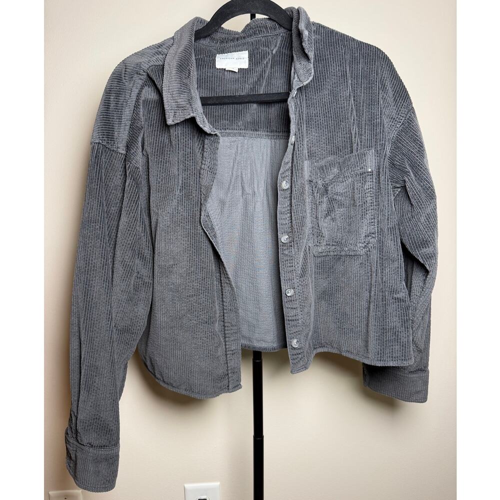 Aerie Lumberjack Gray Corduroy Shacket Style Shirt Size Large